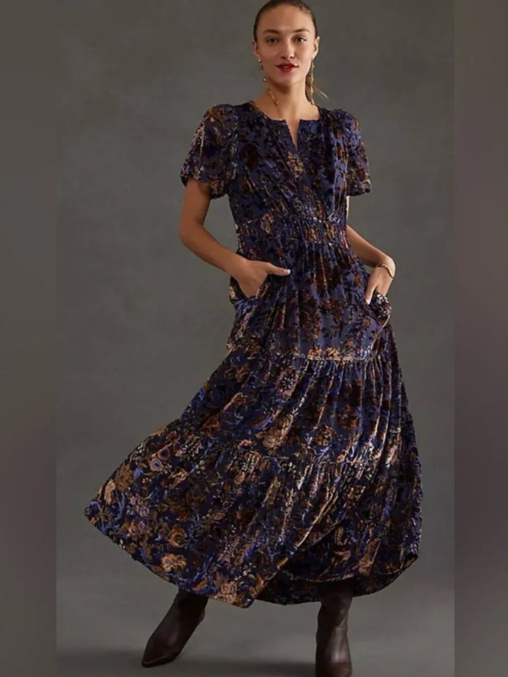 By Anthropologie The Somerset Maxi Dress Velvet Edition Rare Size M